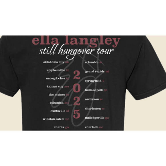 ELLA LANGLEY Still Hungover 2025 Black Sold Out Tour Concert Tee -- MEDIUM - Picture 3 of 4